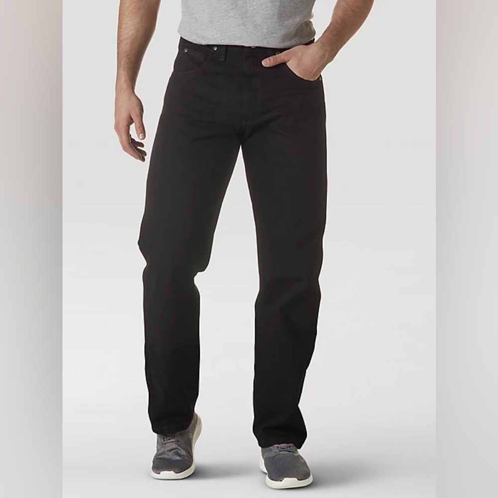 New Wrangler Rugged Wear Relaxed Fit Jeans Straight Leg Black Denim Mens 52 x 28